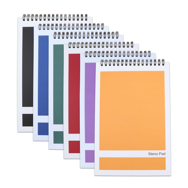 Aacehlh Top Spiral Steno Pads 6 Pack Notepads 6x9 Inches 80 Sheets White Paper Gregg Rule Steno Notebooks for Writing Notes in School  University  College  Office - Image 1